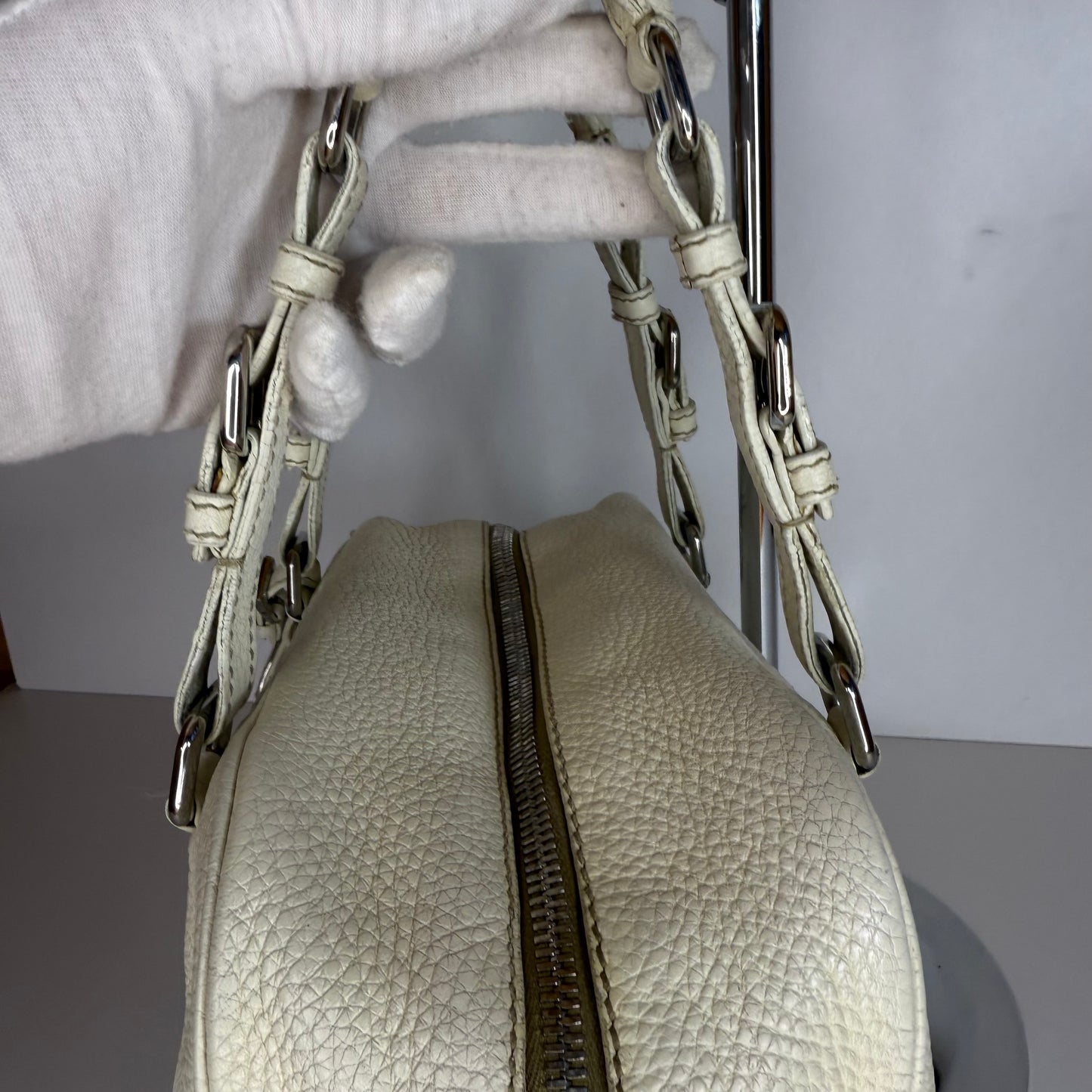 PRADA VITELLO DAINO BAULETTO BAG WHITE