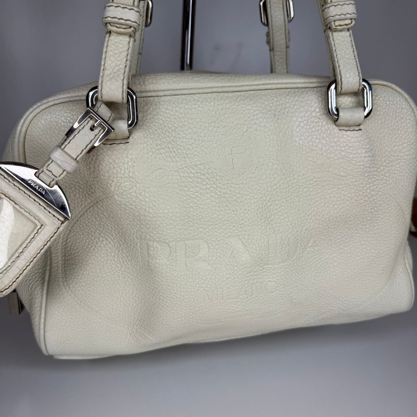 PRADA VITELLO DAINO BAULETTO BAG WHITE