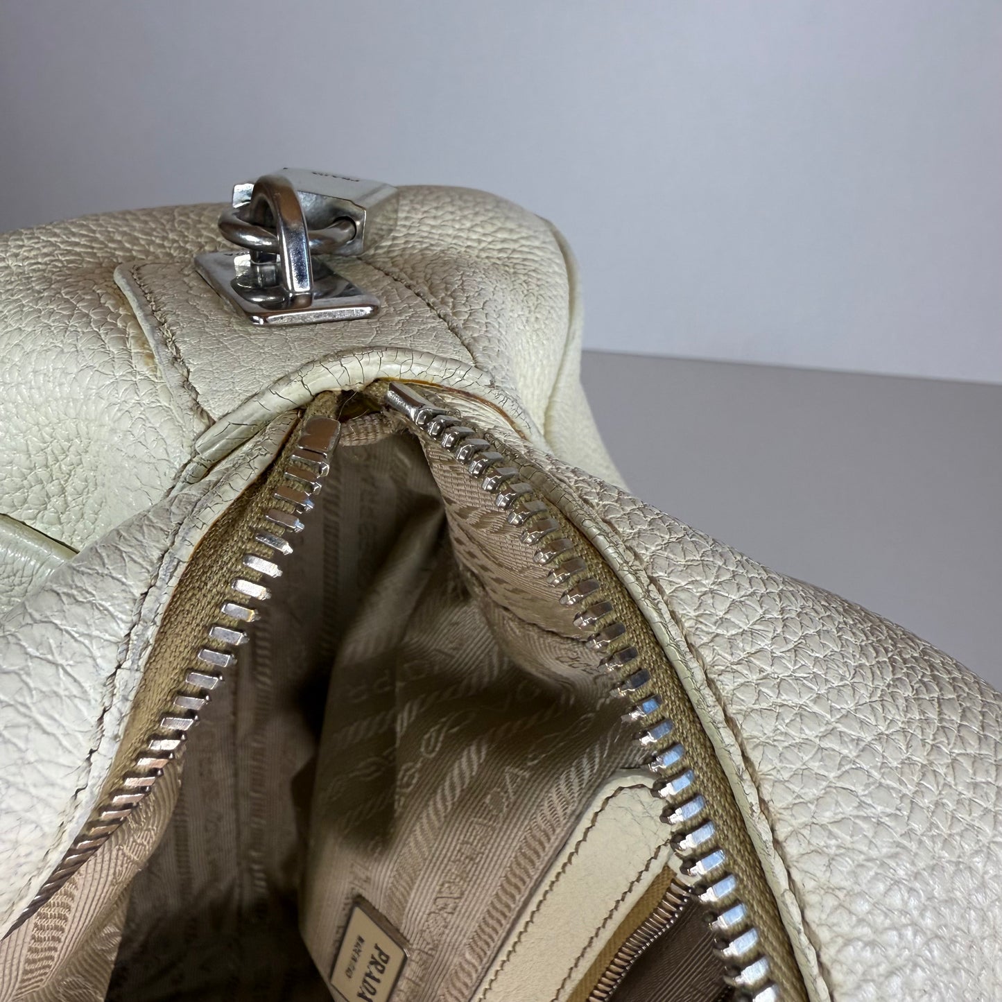 PRADA VITELLO DAINO BAULETTO BAG WHITE