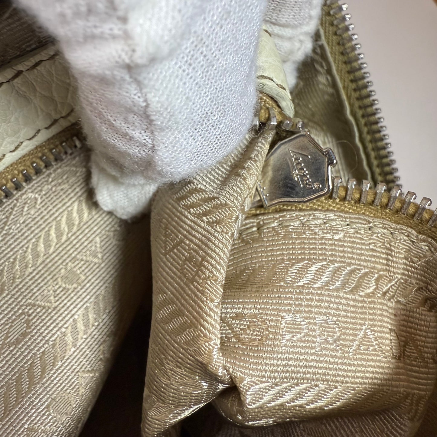 PRADA VITELLO DAINO BAULETTO BAG WHITE