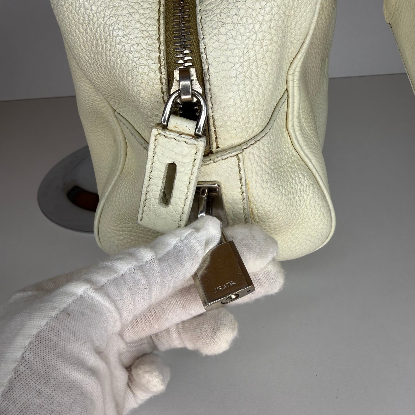PRADA VITELLO DAINO BAULETTO BAG WHITE
