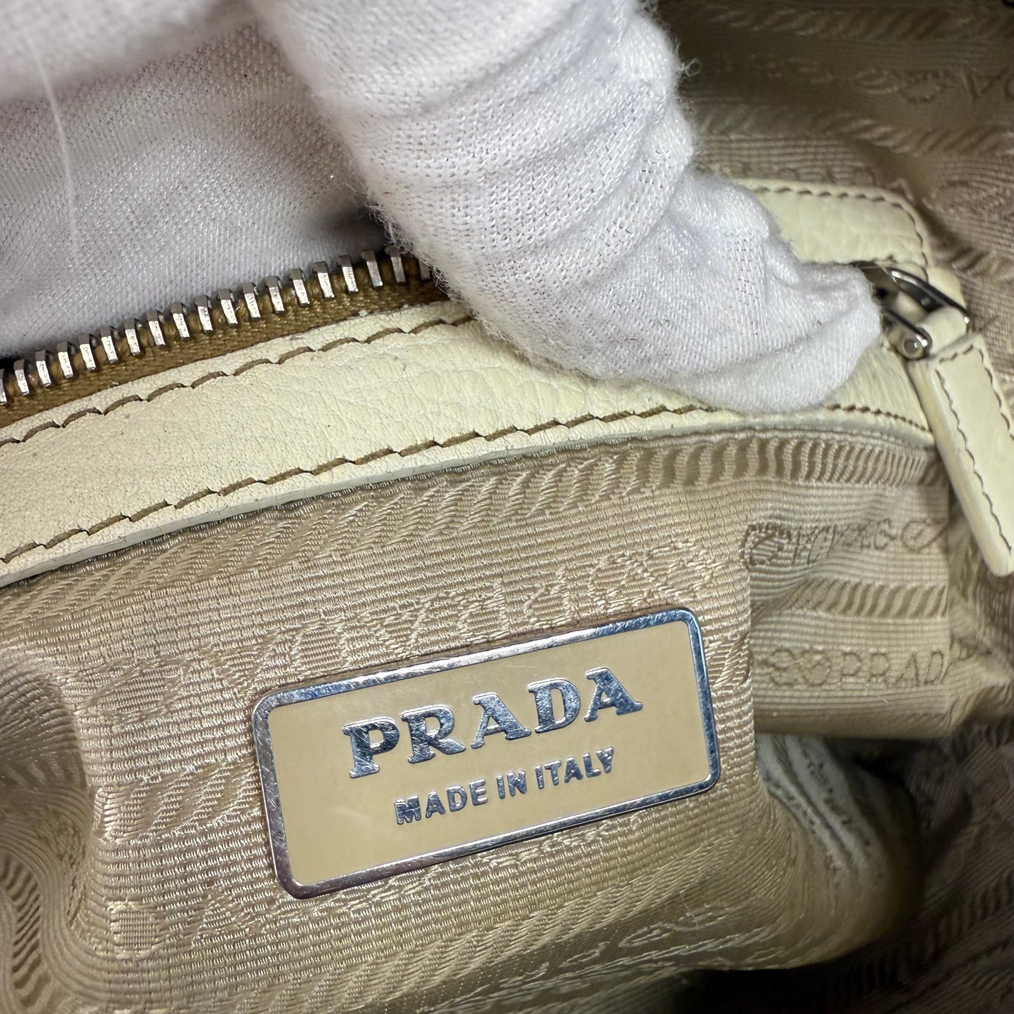 PRADA VITELLO DAINO BAULETTO BAG WHITE