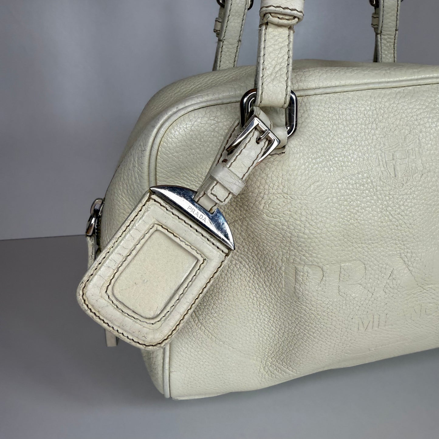 PRADA VITELLO DAINO BAULETTO BAG WHITE