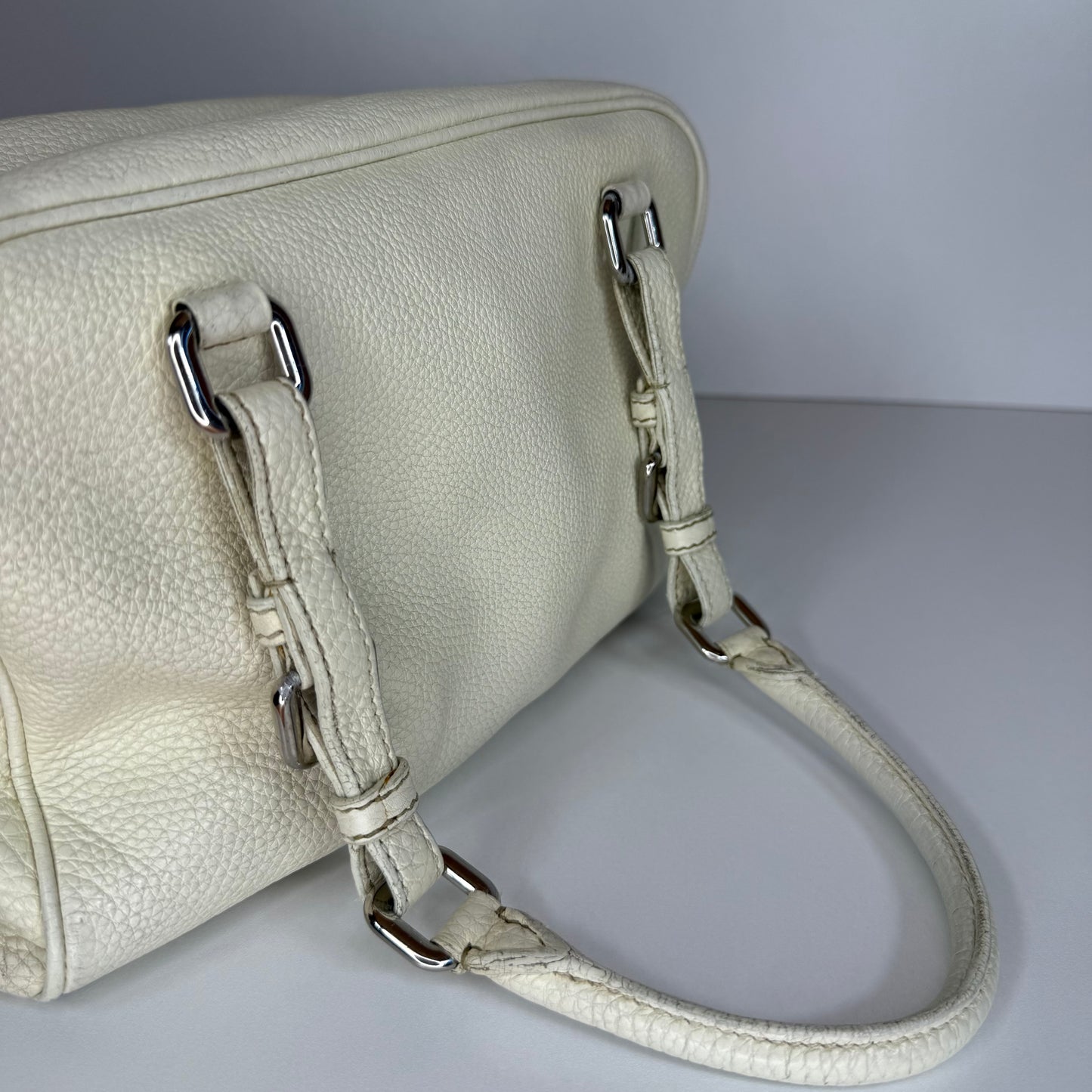 PRADA VITELLO DAINO BAULETTO BAG WHITE