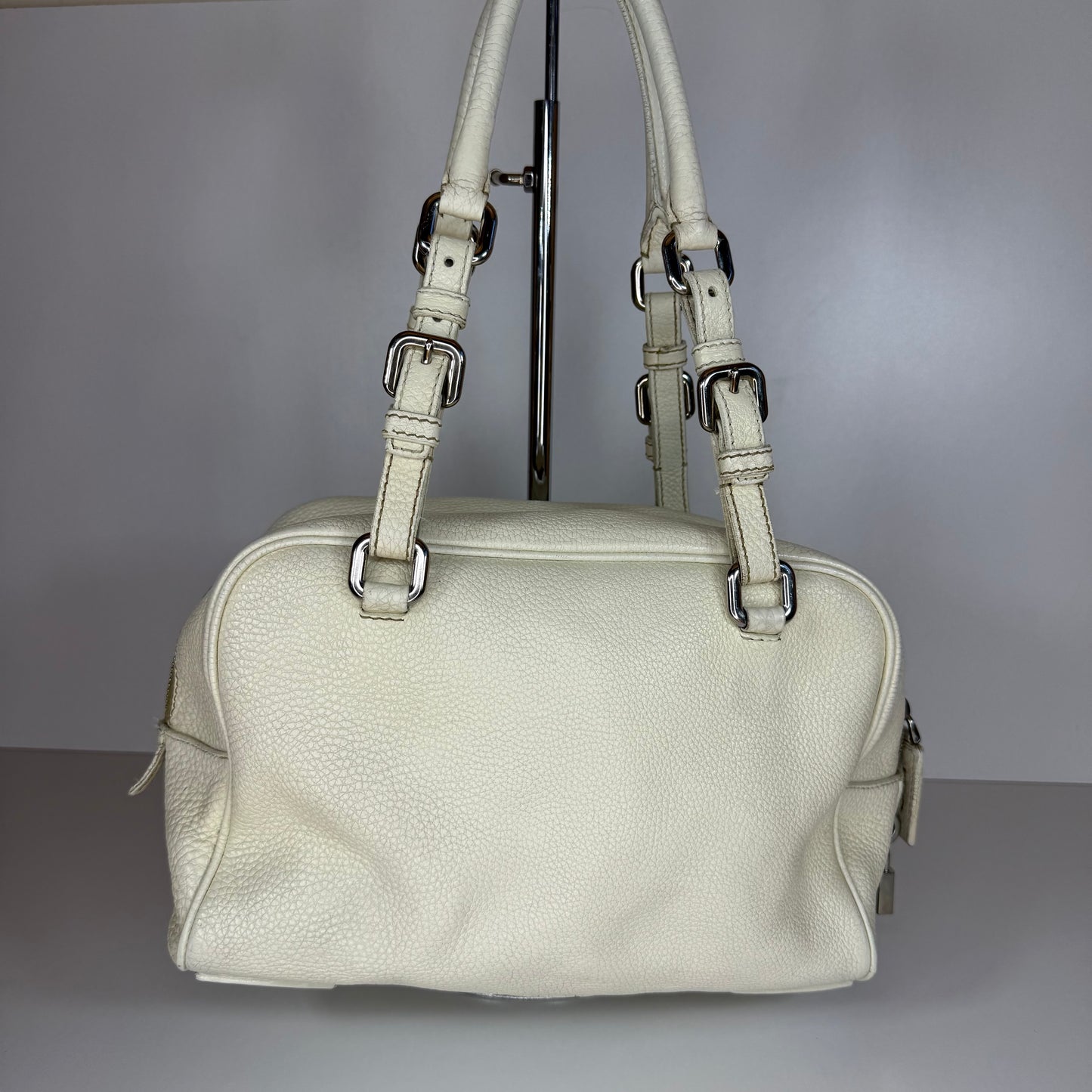 PRADA VITELLO DAINO BAULETTO BAG WHITE