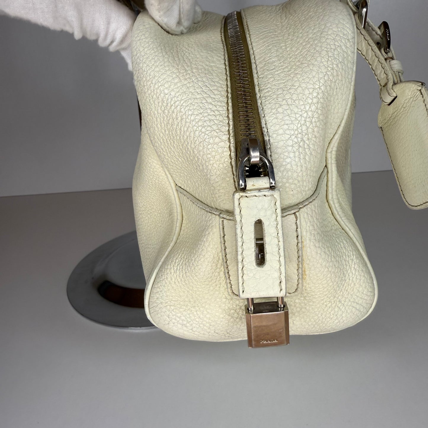 PRADA VITELLO DAINO BAULETTO BAG WHITE