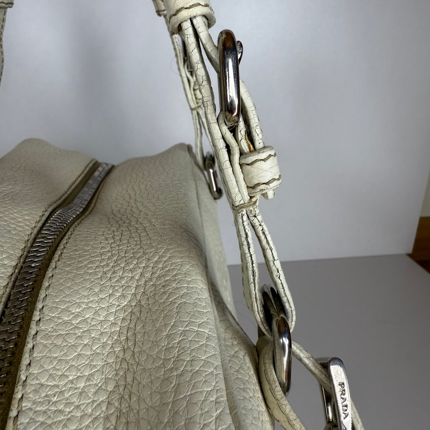 PRADA VITELLO DAINO BAULETTO BAG WHITE