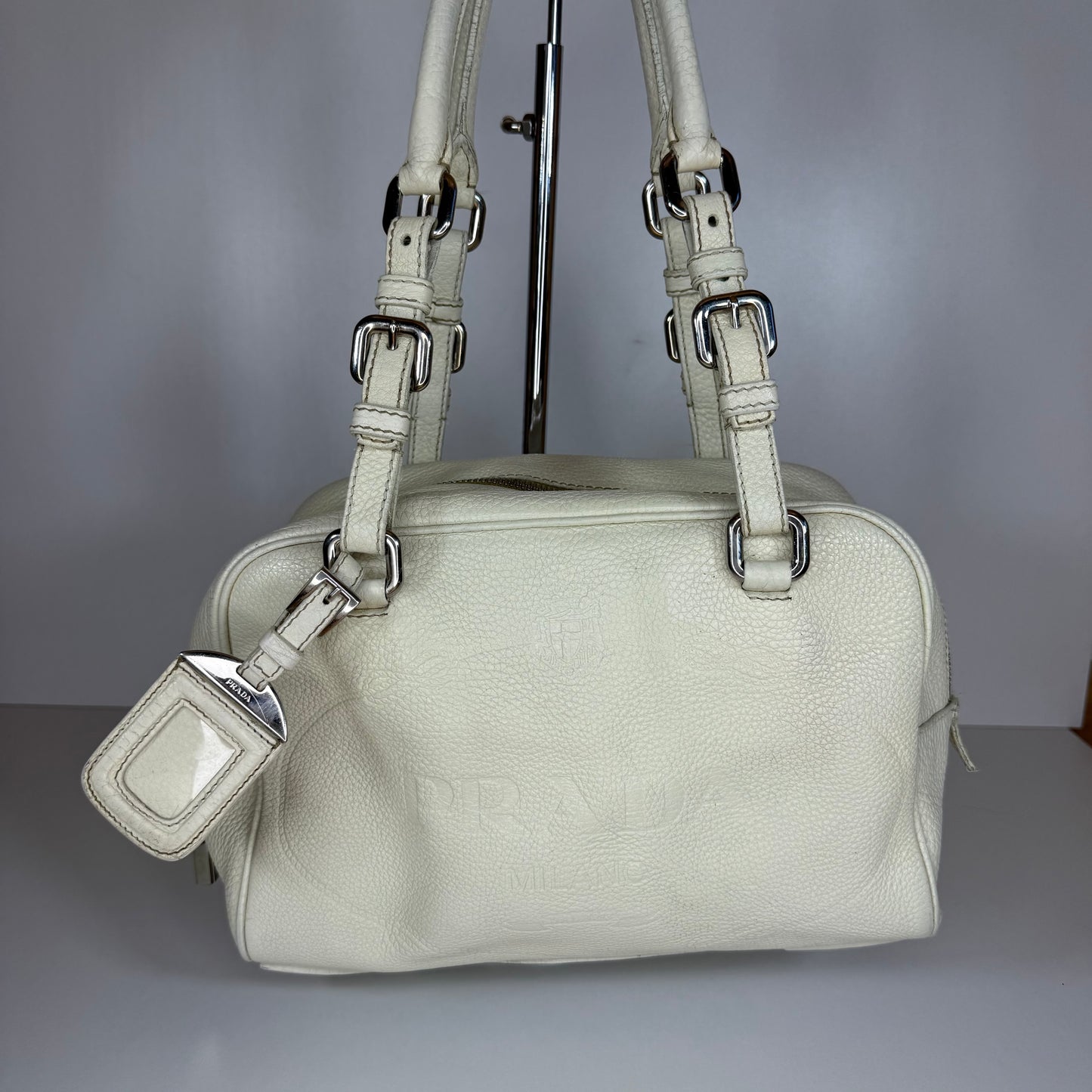 PRADA VITELLO DAINO BAULETTO BAG WHITE