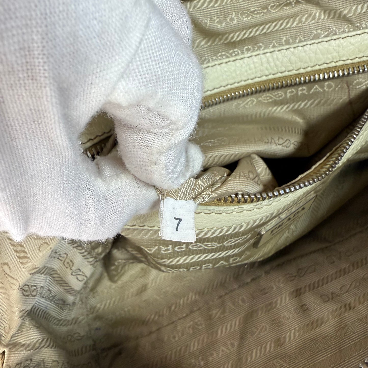 PRADA VITELLO DAINO BAULETTO BAG WHITE