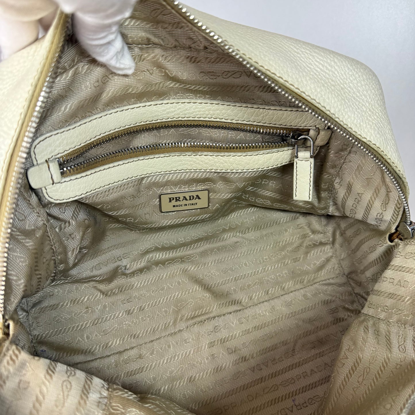 PRADA VITELLO DAINO BAULETTO BAG WHITE