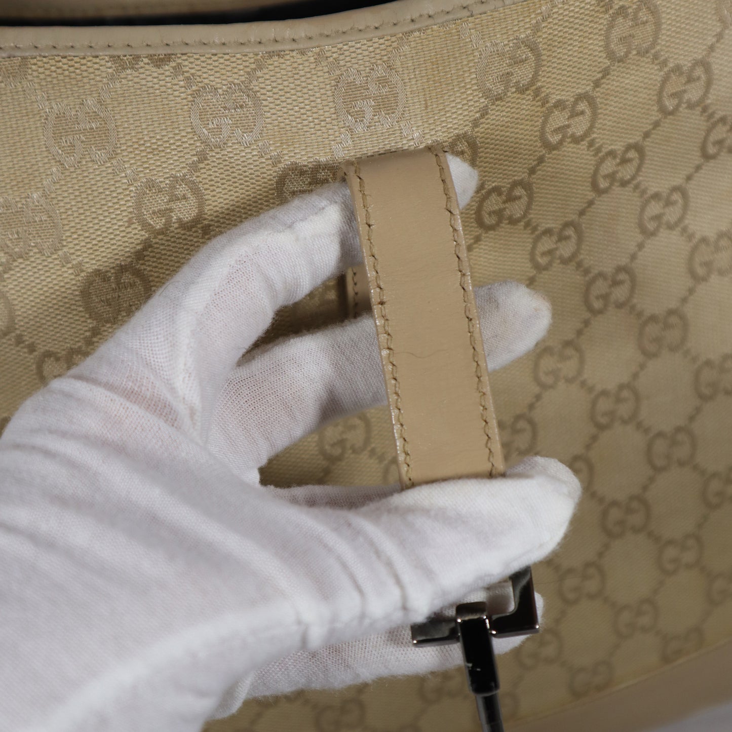 GUCCI JACKIE DUST PINK GG CANVAS BAG