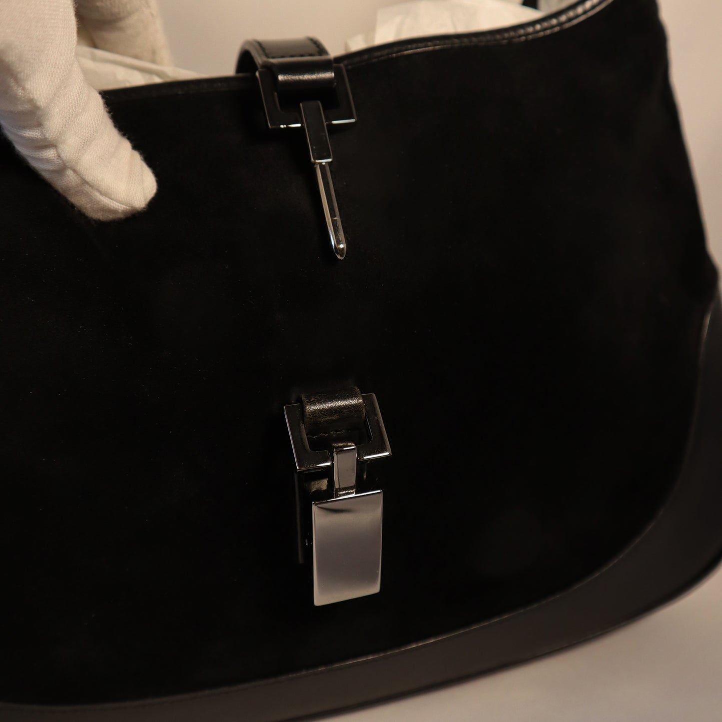 GUCCI JACKIE BLACK SUEDE BAG